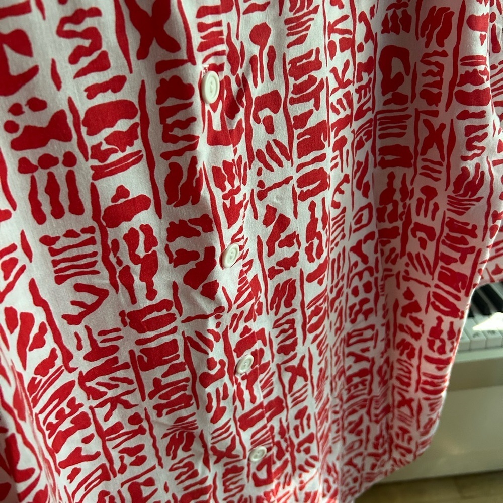 Vibrant Red and White Women's Blouse L - Picture 11 of 16